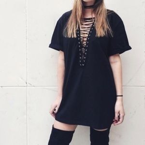 Emma & Sam Lace-Up T-shirt Dress